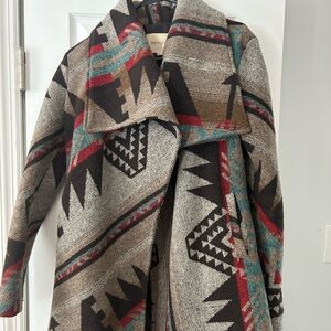 RARE Thread & Supply thick blanket coat sz small Aztec Southwestern jacket